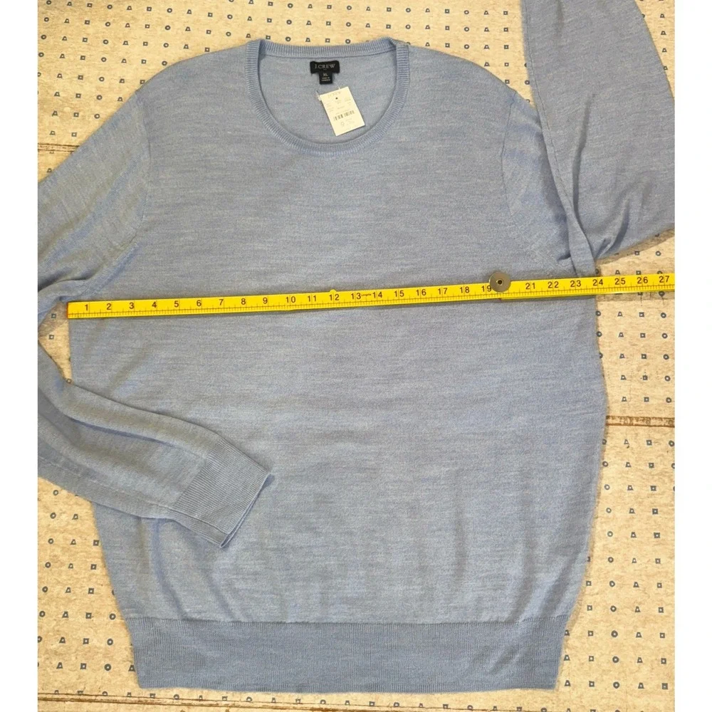 J. Crew Merino Wool Blend Sweater Men's XL Blue Crewneck Lightweight NWT‎ Preppy